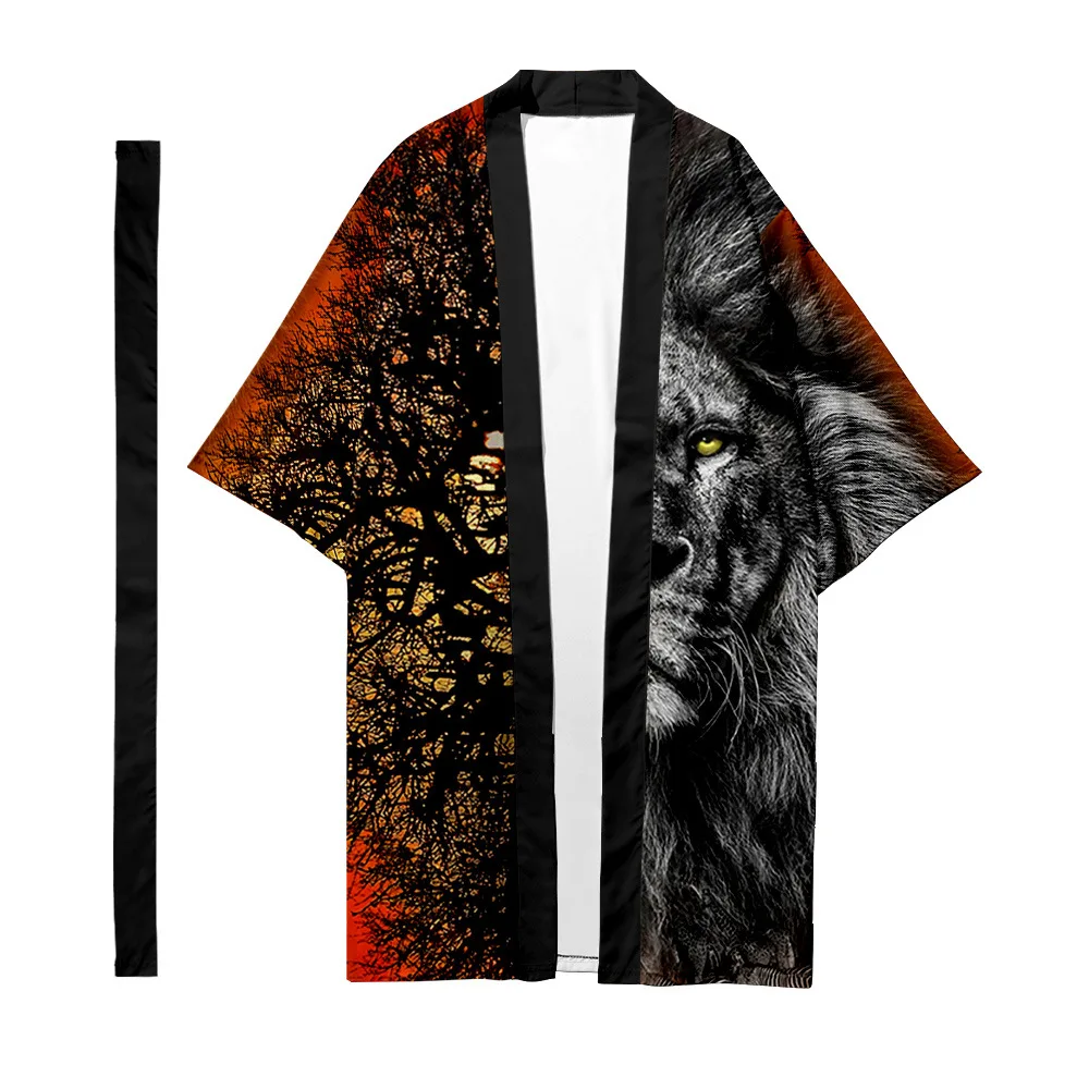Men's Japanese traditional ethnic long kimono cardigan Women's kimono animal lion pattern kimono shirt Yukata jacket
Men's Japanese traditional ethnic long kimono cardigan Women's kimono animal lion pattern kimono shirt Yukata jacket