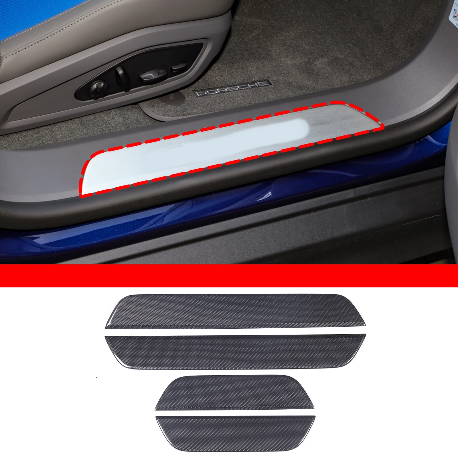 For Porsche Taycan 2019 2020 2021 2022 real Carbon Fibre Car Inner door sill cover trim interior Car Accessories
For Porsche Taycan 2019 2020 2021 2022 real Carbon Fibre Car Inner door sill cover trim interior Car Accessories