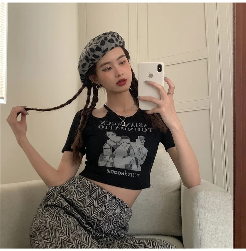 Y2K Vintage Korean Style Short Sleeve Crop Top Summer Letter Print Personality Harajuku Streetwear Women Sexy Hollow Out T-shirt
Y2K Vintage Korean Style Short Sleeve Crop Top Summer Letter Print Personality Harajuku Streetwear Women Sexy Hollow Out T-shirt