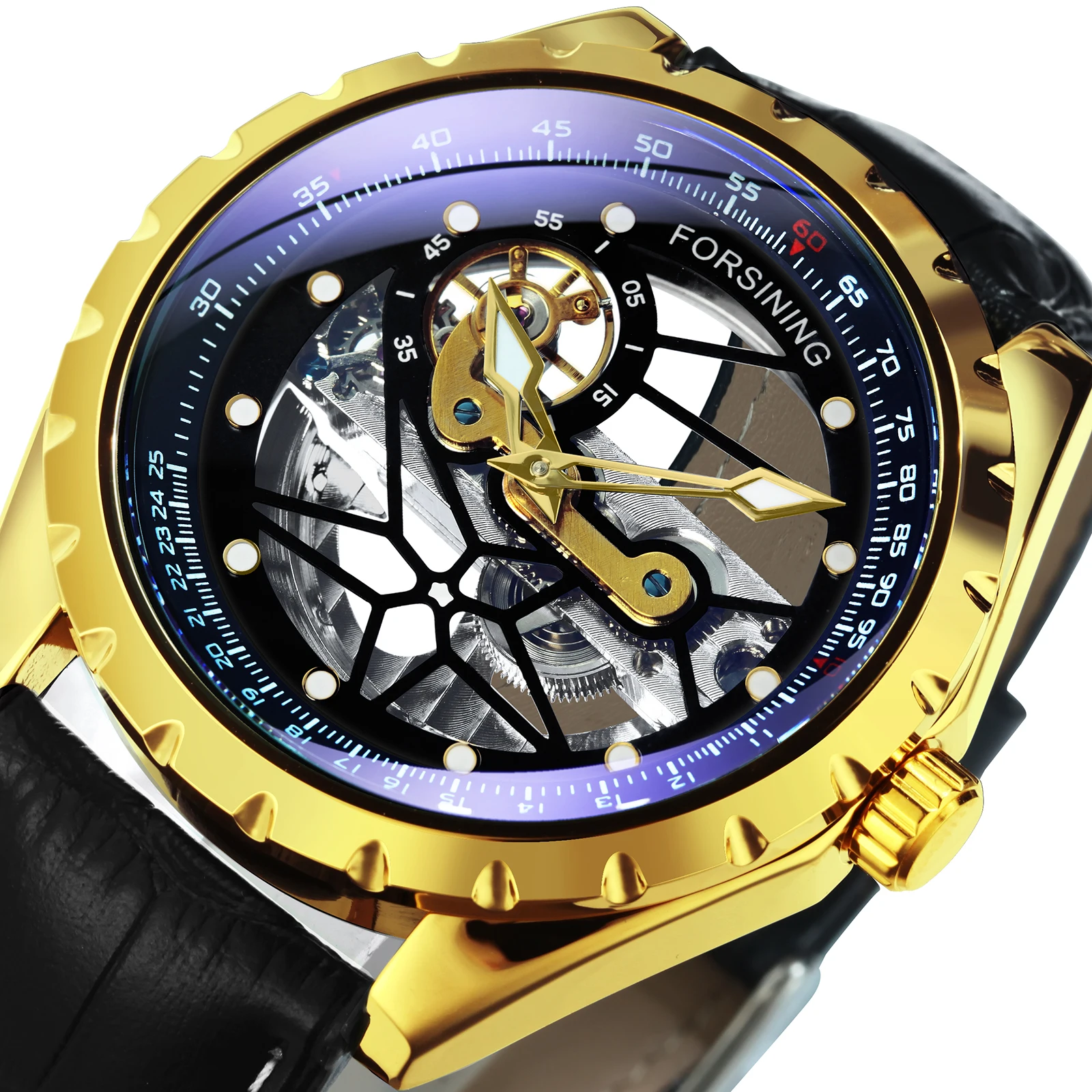 Forsining Fashion Watch For Men Automatic Mechanical Spider Skeleton Watches Flying Tourbillon Golden Bridge Leather Strap Clock
Forsining Fashion Watch For Men Automatic Mechanical Spider Skeleton Watches Flying Tourbillon Golden Bridge Leather Strap Clock