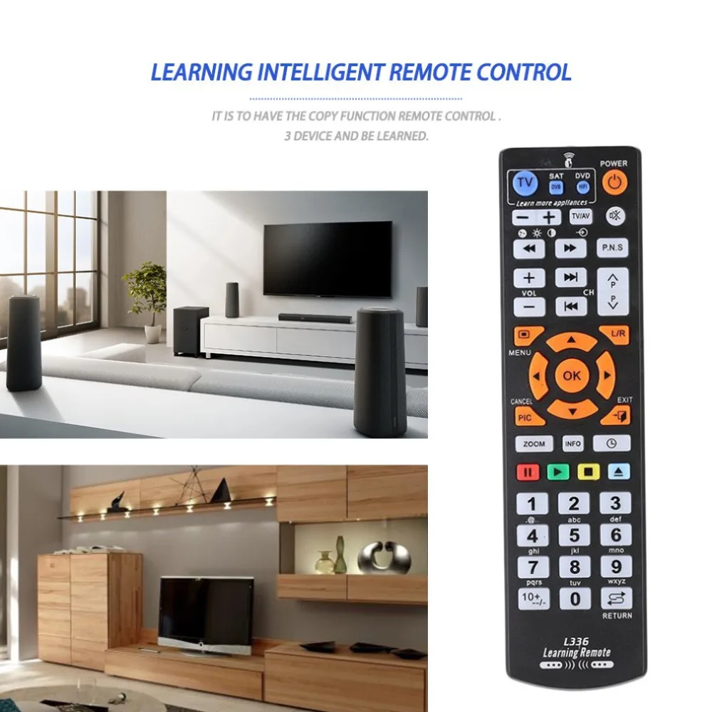 Universal Smart ABS L336 IR Remote Control With Learning Function Copy For TV CBL DVD SAT STB DVB HIFI TV BOX VCR STR-T
Universal Smart ABS L336 IR Remote Control With Learning Function Copy For TV CBL DVD SAT STB DVB HIFI TV BOX VCR STR-T