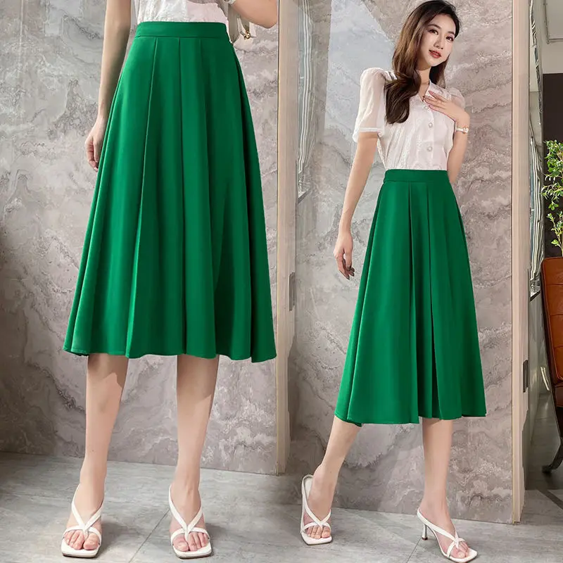 2022 Spring Summer Women's New High Waist Big Swing Skirts Female Long Casual A-line Skirts Ladies Solid Color Loose Skirts H76
2022 Spring Summer Women's New High Waist Big Swing Skirts Female Long Casual A-line Skirts Ladies Solid Color Loose Skirts H76