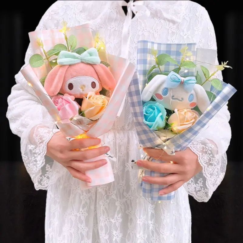 Kawaii Cinnamoroll My Melody Anime Sanrio Cartoon Flower Bouquet Cute Cartoon Kuromi Pochacco Rose Soap Birthday Gift for Friend
Kawaii Cinnamoroll My Melody Anime Sanrio Cartoon Flower Bouquet Cute Cartoon Kuromi Pochacco Rose Soap Birthday Gift for Friend