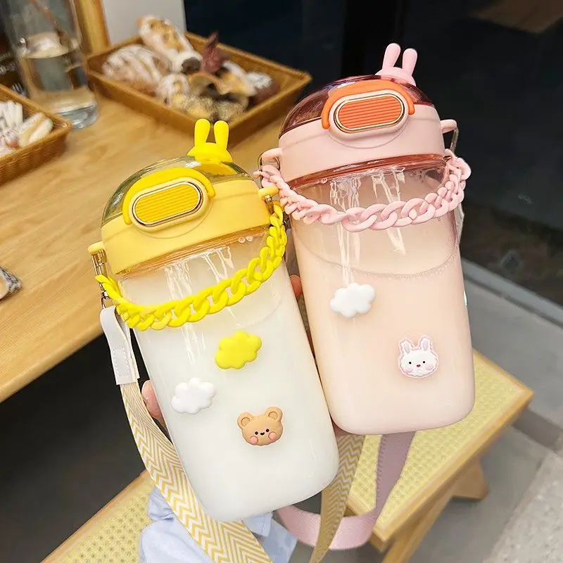 Summer Large Capacity Girl Cute with Straw Graduated Water Bottle 3D Sticker with Strap Fitness Sports Milk Cold Drink Water Cup 
Summer Large Capacity Girl Cute with Straw Graduated Water Bottle 3D Sticker with Strap Fitness Sports Milk Cold Drink Water Cup