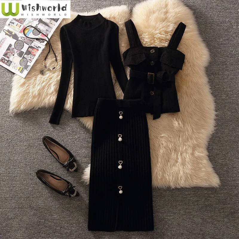 One Piece/set Fashionable Women's Suit Autumn and Winter New Style Vest Knitted Top Hip Wrap Skirt Three Piece Set
One Piece/set Fashionable Women's Suit Autumn and Winter New Style Vest Knitted Top Hip Wrap Skirt Three Piece Set