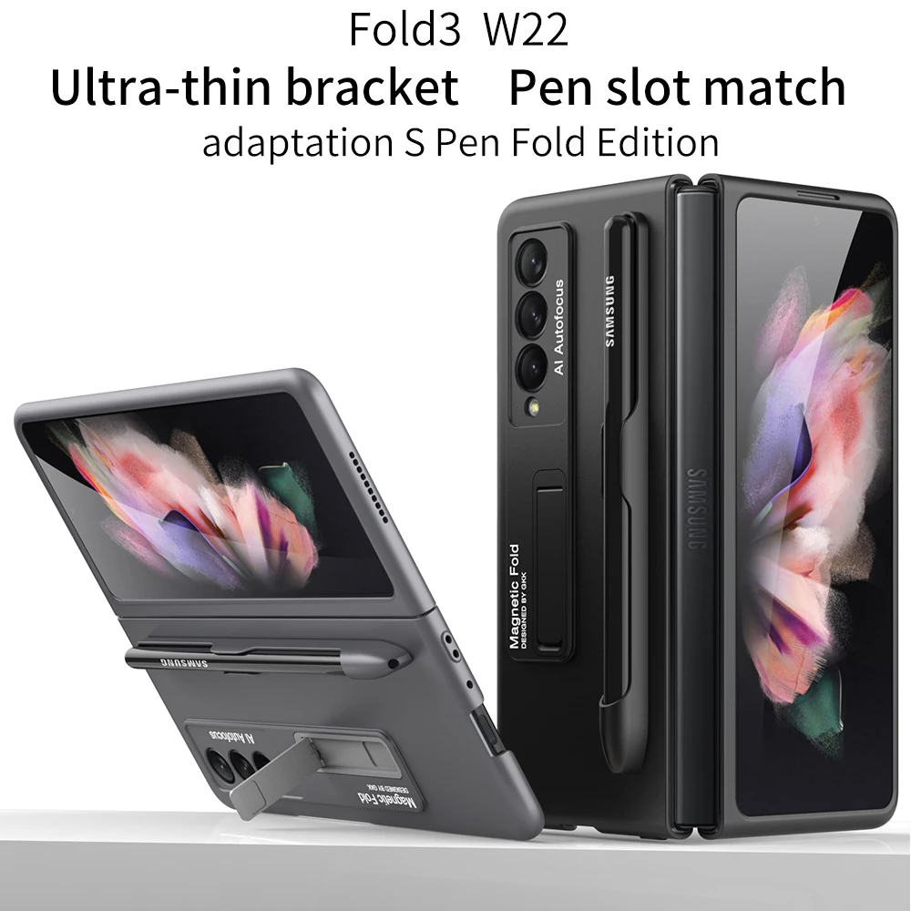 Pen Slot Case For Samsung Galaxy Z Fold 3 5G Anti-Falling Anti-Dust Hard Hinge Full Protection Cover With Magnetic Kickstand
Pen Slot Case For Samsung Galaxy Z Fold 3 5G Anti-Falling Anti-Dust Hard Hinge Full Protection Cover With Magnetic Kickstand