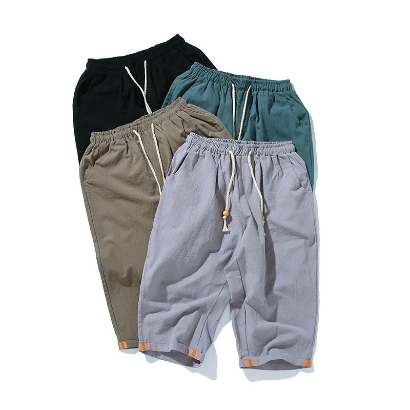 Summer Chinese Style Cotton Linen Cropped Pants Casual Large Size Loose Sports Cotton Shorts Men's Japanese Retro Breeches Men
Summer Chinese Style Cotton Linen Cropped Pants Casual Large Size Loose Sports Cotton Shorts Men's Japanese Retro Breeches Men