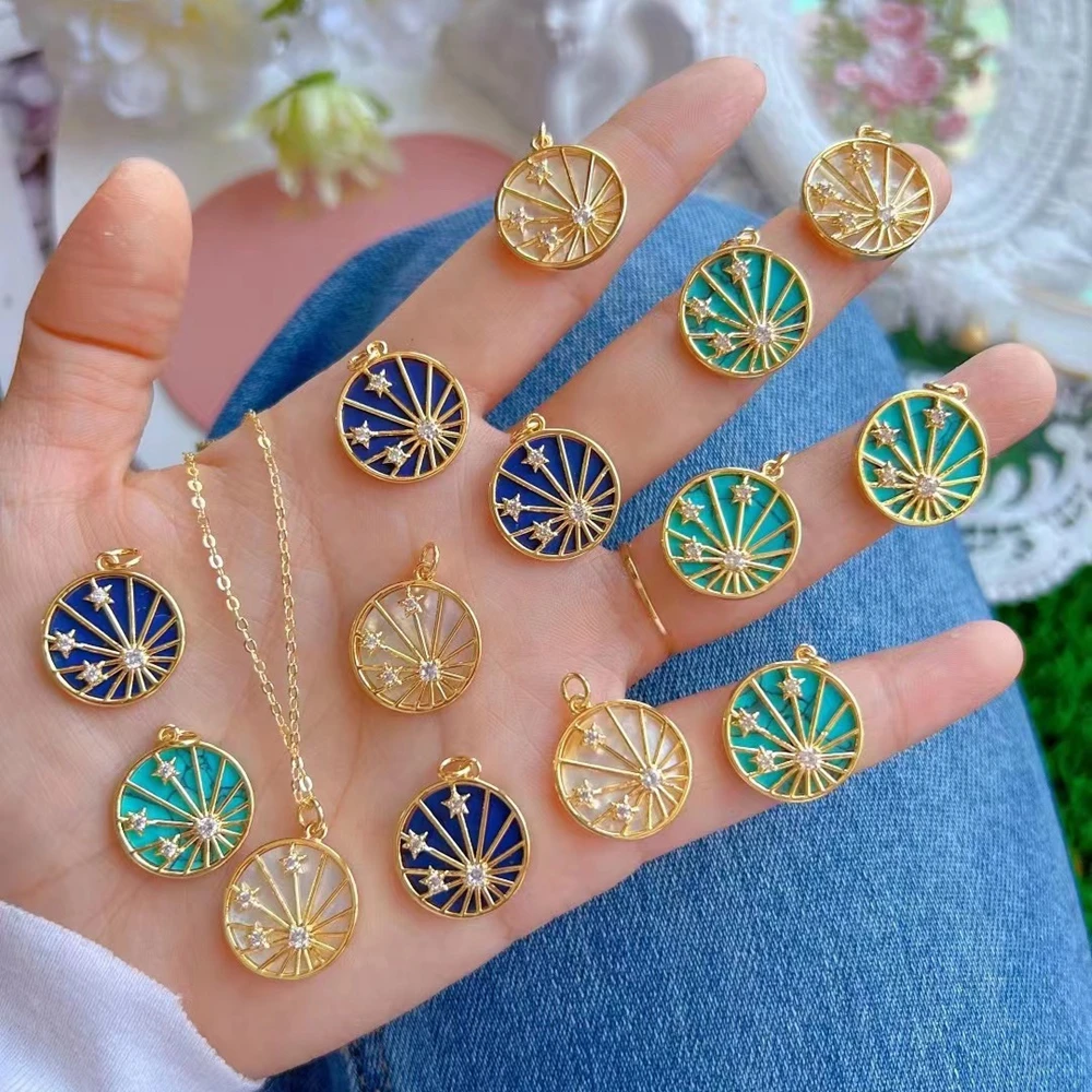 5PCS, Bohemia Shell Stone Round Shape Gold-color Star Charms Pendants For Jewelry Making Bijoux Femme Jewelry Accessories
5PCS, Bohemia Shell Stone Round Shape Gold-color Star Charms Pendants For Jewelry Making Bijoux Femme Jewelry Accessories
