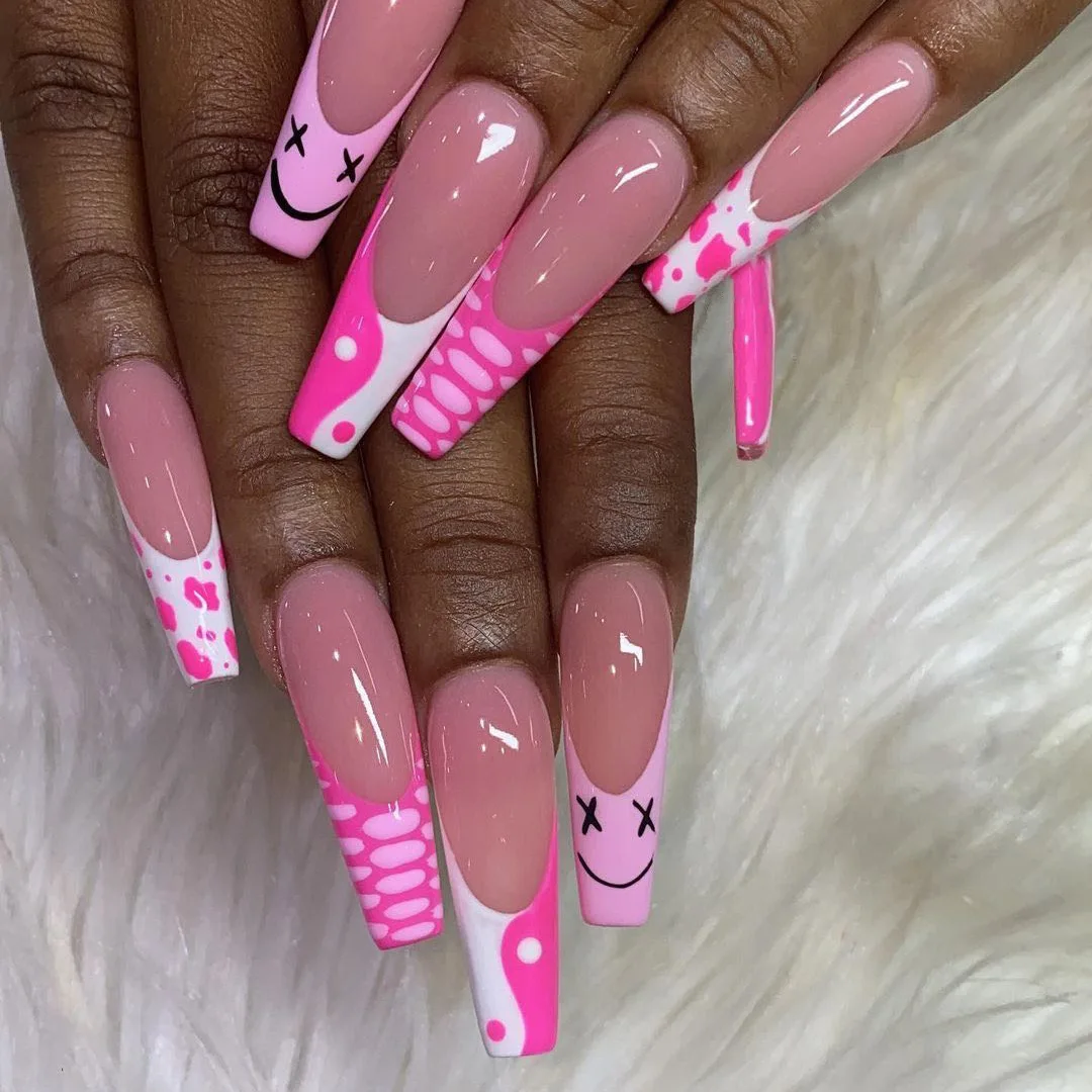 24Pcs/Set Pink Cow Print French Nail Long Coffin Fake Nails Glue DIY Manicure Nail Art Tools press on nails nail tips
24Pcs/Set Pink Cow Print French Nail Long Coffin Fake Nails Glue DIY Manicure Nail Art Tools press on nails nail tips