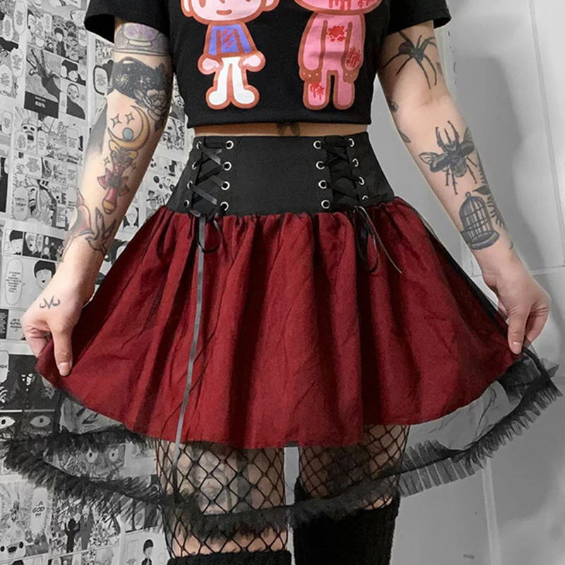 E-girl Gothic Dark Academia Mini Skirt Harajuku High Waist Tie-up Mesh Patchwork A-line Skirt Vintage Grunge Punk Streetwear
E-girl Gothic Dark Academia Mini Skirt Harajuku High Waist Tie-up Mesh Patchwork A-line Skirt Vintage Grunge Punk Streetwear