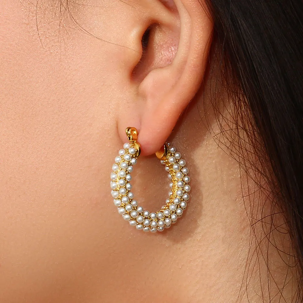 Latest Design Elegant Inlaid Zircon Pearl Hoop Earrings For Women Ladies 2022 18K Gold Plated Fashion Water Resistasnt Jewelry
Latest Design Elegant Inlaid Zircon Pearl Hoop Earrings For Women Ladies 2022 18K Gold Plated Fashion Water Resistasnt Jewelry