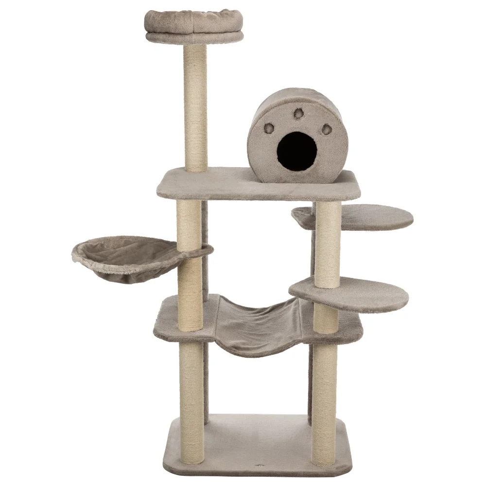 

Jute & Plush 3-Level 65" Cat Tower with Scratching Posts Condo & Hammocks, Gray,Cat Supplies, Cat Climbing Racks, Cat Toys