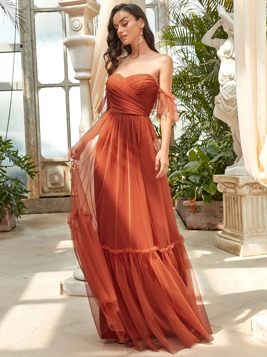 Elegant Evening Dress Tulle Strapless A-Line Ruffles Sleeves Floor Length Backless Ever Pretty 2023Prom Dresses Vestidos De Gala
Elegant Evening Dress Tulle Strapless A-Line Ruffles Sleeves Floor Length Backless Ever Pretty 2023Prom Dresses Vestidos De Gala