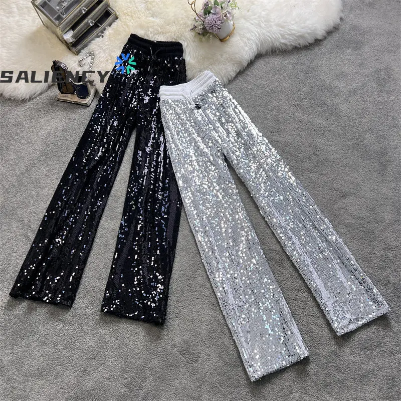 2022 Summer New Style Sagging Sky Straight Pants Elastic Waist Sparkling Sequins Casual Loose Slim Wide Leg Pants 6496
2022 Summer New Style Sagging Sky Straight Pants Elastic Waist Sparkling Sequins Casual Loose Slim Wide Leg Pants 6496