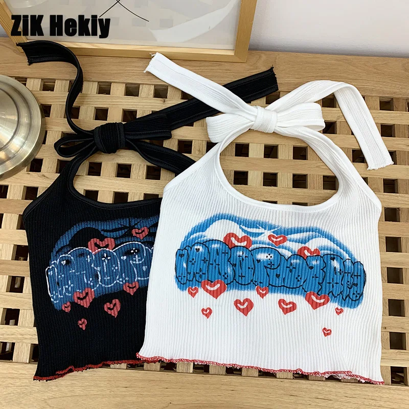 Women Letter Print Small Camisole Tank Top Women Summer Sweetheart Hanging Neck Smock Short Section Inside And Outside Wear Tops
Women Letter Print Small Camisole Tank Top Women Summer Sweetheart Hanging Neck Smock Short Section Inside And Outside Wear Tops