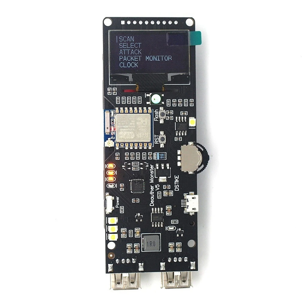 Плата для разработки Wi-Fi Deauther Monster V5 Deauther Monster ESP8266, защита от полярности аккумулятора 18650, 4 Мб
Плата для разработки Wi-Fi Deauther Monster V5 Deauther Monster ESP8266, защита от полярности аккумулятора 18650, 4 Мб