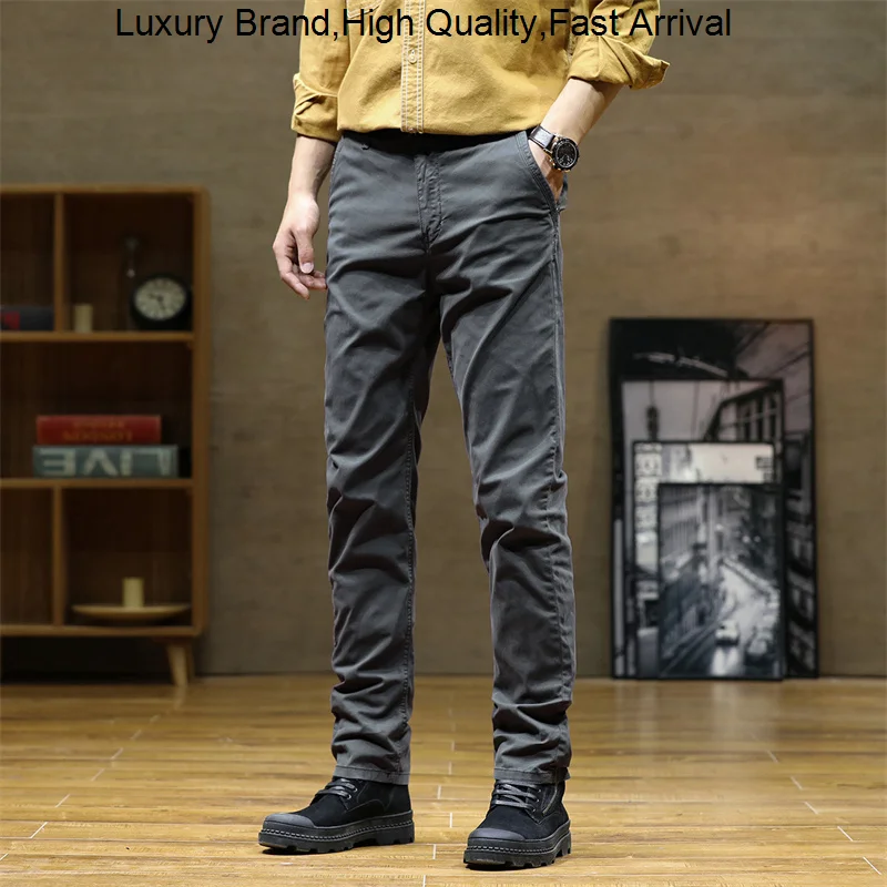 

Men's VAKAUP Spring Casual Pants Summer Wild Loose Sports Male Overalls Zipper Mid-Rise Cotton Street Clothing Straight Trousers