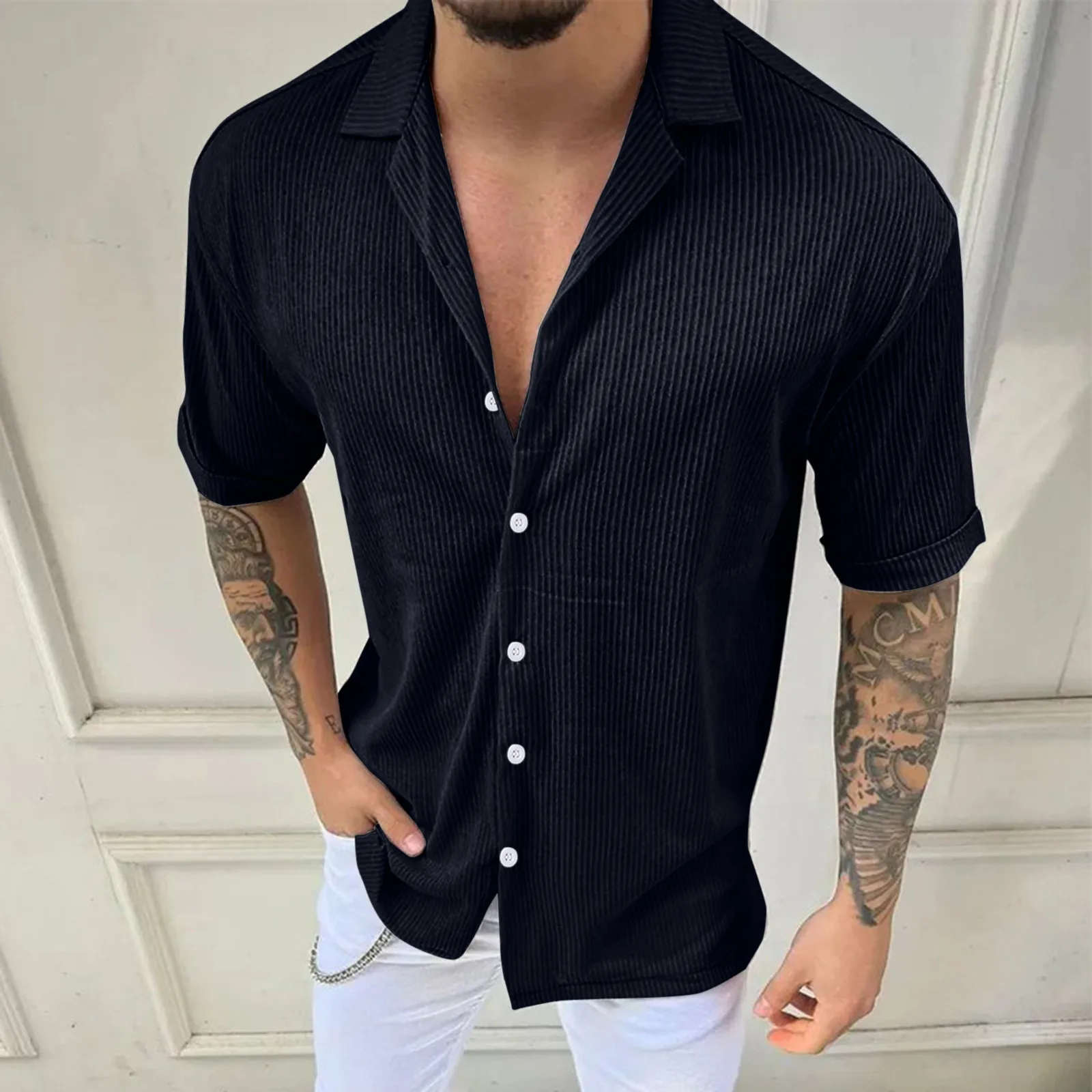 Men Casual Short Sleeve Spring Summer Turndown Neck Solid Shirts Fashion Top Blouse Shirts Holiday Flower
Men Casual Short Sleeve Spring Summer Turndown Neck Solid Shirts Fashion Top Blouse Shirts Holiday Flower