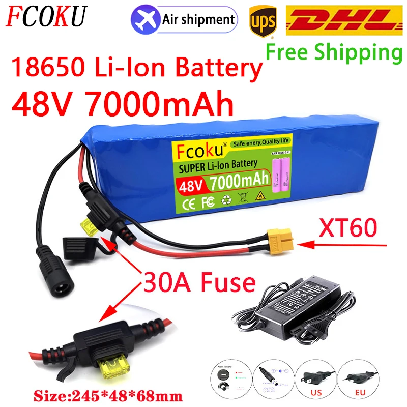 FCOKU New 18650 13S2P 48V 7000mAh Lithium Ion Battery Pack,for Electric Scooter Bicycle Replacement Batteries with BMS
FCOKU New 18650 13S2P 48V 7000mAh Lithium Ion Battery Pack,for Electric Scooter Bicycle Replacement Batteries with BMS