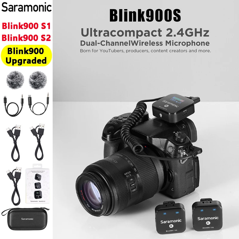 Saramonic Blink900 S1/S2 Professional Wireless Lavalier Lapel Microphone Studio System For PC iphone Camera Live Streaming
Saramonic Blink900 S1/S2 Professional Wireless Lavalier Lapel Microphone Studio System For PC iphone Camera Live Streaming