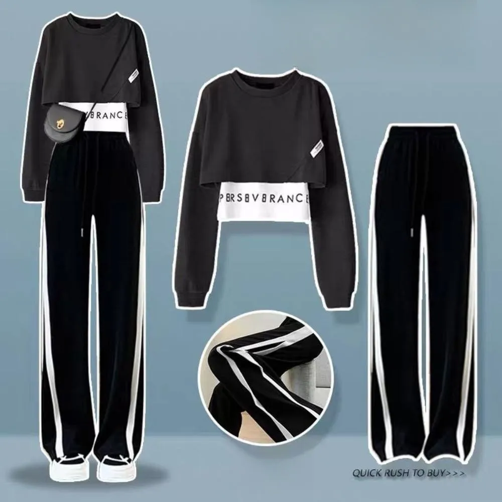 New Causal Autumn Women Fake Two Pieces Set Printed O-neck Hoodies Striped Elastic Waist Ankle Length Pants Oversized 2XL Korean
New Causal Autumn Women Fake Two Pieces Set Printed O-neck Hoodies Striped Elastic Waist Ankle Length Pants Oversized 2XL Korean