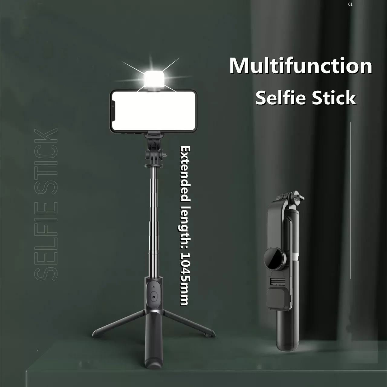 Roreta Wireless Bluetooth Selfie Stick With Fill Light Shutter Remote Control Mini Tripod Foldable 360° Rotation For Smart Phone
Roreta Wireless Bluetooth Selfie Stick With Fill Light Shutter Remote Control Mini Tripod Foldable 360° Rotation For Smart Phone