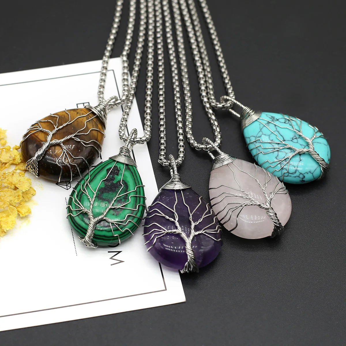 Natural Stone Pendant Necklace Opal Rose Quartz Amethyst Turquoise Link Chains Healing Crystals Stone Necklace For Women Jewelry
Natural Stone Pendant Necklace Opal Rose Quartz Amethyst Turquoise Link Chains Healing Crystals Stone Necklace For Women Jewelry