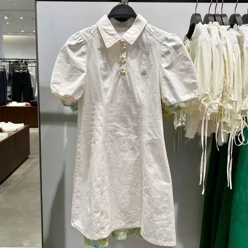 2022 White Spring Dress For Women Lapel short sleeve flowers High Waist Minimalist Mini Dresses Female Clothing
2022 White Spring Dress For Women Lapel short sleeve flowers High Waist Minimalist Mini Dresses Female Clothing