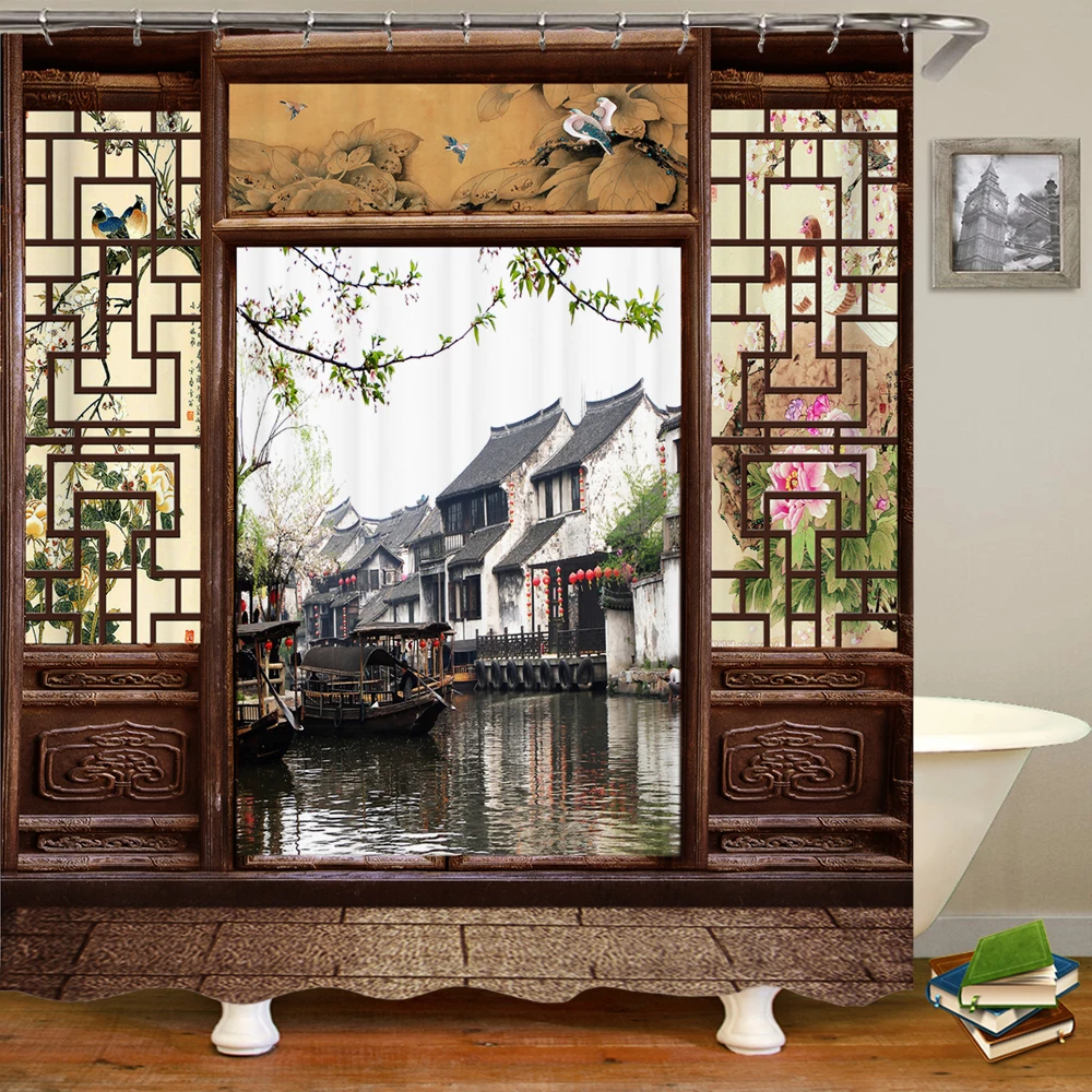 Bathroom shower curtain 3D Chinese style landscape printed polyester waterproof Bath curtain home decoration curtains with hook
Bathroom shower curtain 3D Chinese style landscape printed polyester waterproof Bath curtain home decoration curtains with hook