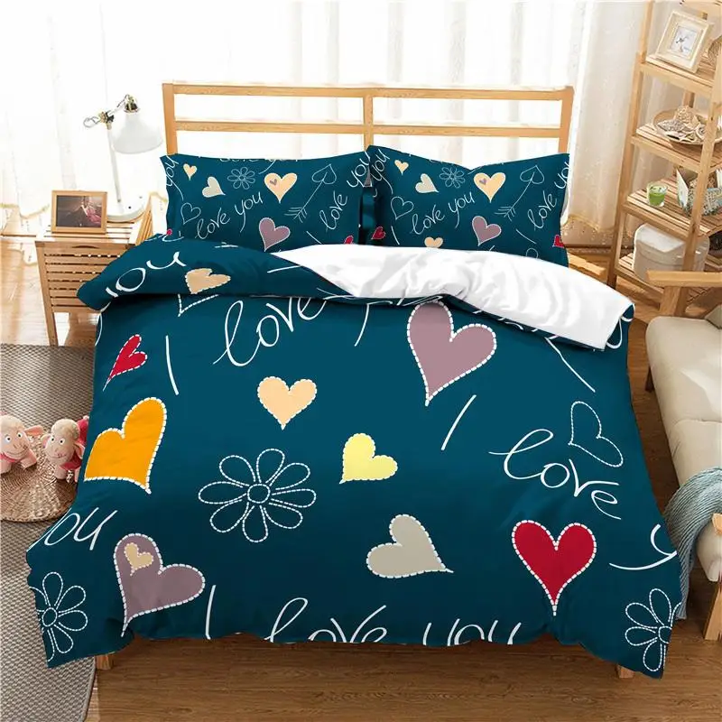 Love Heart Duvet Cover Set Cartoon Fun Colorful Hearts Quilt Cover Twin Romantic Style I Love You Polyester Bedding Set for Teen
Love Heart Duvet Cover Set Cartoon Fun Colorful Hearts Quilt Cover Twin Romantic Style I Love You Polyester Bedding Set for Teen