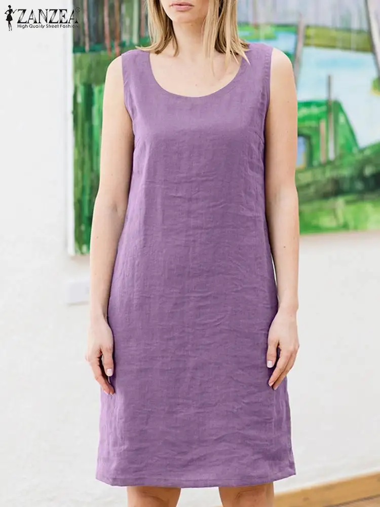 ZANZEA Summer O Neck Sleeveless Casual Dress Fashion Beach Vestido Women Solid Knee-length Sundress Sarafans Robe Femme 2023
ZANZEA Summer O Neck Sleeveless Casual Dress Fashion Beach Vestido Women Solid Knee-length Sundress Sarafans Robe Femme 2023