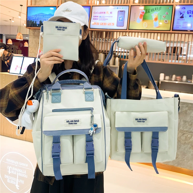 Canvas Schoolbag Korean Version of The Little Schoolbag Female 2022 New Color Matching 4 Pcs Set Student Large-capacity Backpack
Canvas Schoolbag Korean Version of The Little Schoolbag Female 2022 New Color Matching 4 Pcs Set Student Large-capacity Backpack