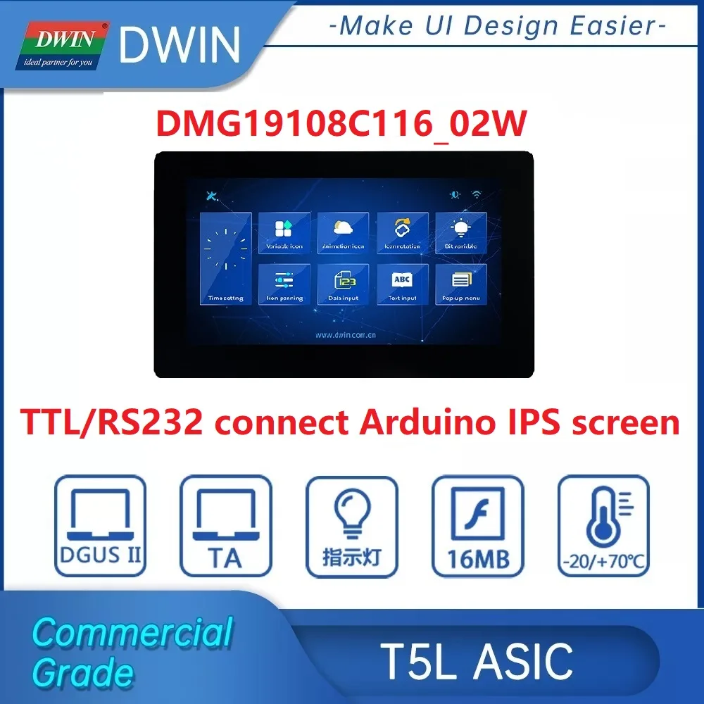 DWIN 11.6inch TFT LCD Display , Arduino HMI Commercial Touch Panel, 16.7M IPS Screen, TTL/RS232 , 1920x1080, RGB PGT05,32Mbtyes
DWIN 11.6inch TFT LCD Display , Arduino HMI Commercial Touch Panel, 16.7M IPS Screen, TTL/RS232 , 1920x1080, RGB PGT05,32Mbtyes