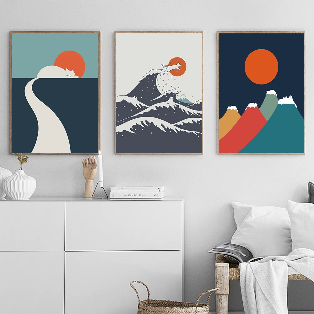 Abstract Animal Cat Landscape Wall Art Poster Print Big Wave Canvas Painting Mountain Sun Pictures For Living Room Home Decor
Abstract Animal Cat Landscape Wall Art Poster Print Big Wave Canvas Painting Mountain Sun Pictures For Living Room Home Decor