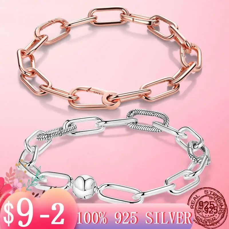 

2023 New Original Gold Color Me Bracelet 925 Silver Me Lobster Clasp Chain Link Femme Bracelet For Women Jewelry Gift Pulseira