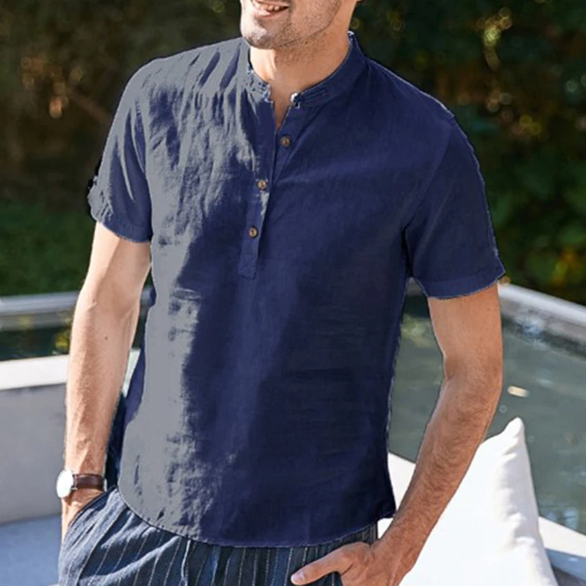 Shirts for Men Solid Short Sleeve Tops Summer Mens Fashion Clothing Casual Slim FIt Button Collar Top Shirt Stand Collar Shirt
Shirts for Men Solid Short Sleeve Tops Summer Mens Fashion Clothing Casual Slim FIt Button Collar Top Shirt Stand Collar Shirt