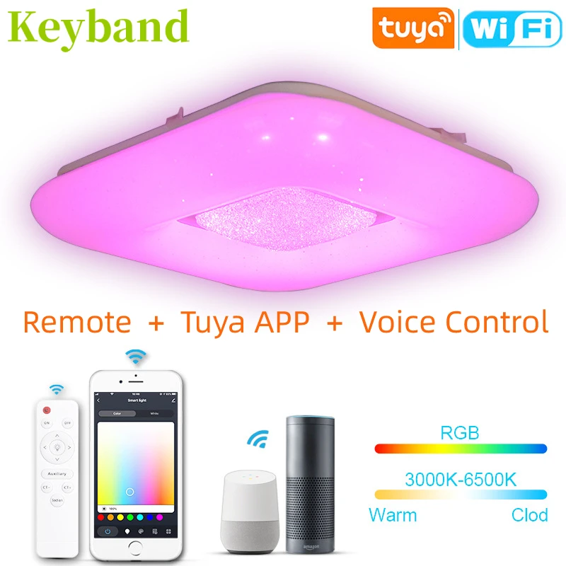 Square Tuya WiFi Intelligent Ceiling Lamp with Remote APP Voice Control Like Alexa and Google Assistant AC 100-240V
Square Tuya WiFi Intelligent Ceiling Lamp with Remote APP Voice Control Like Alexa and Google Assistant AC 100-240V