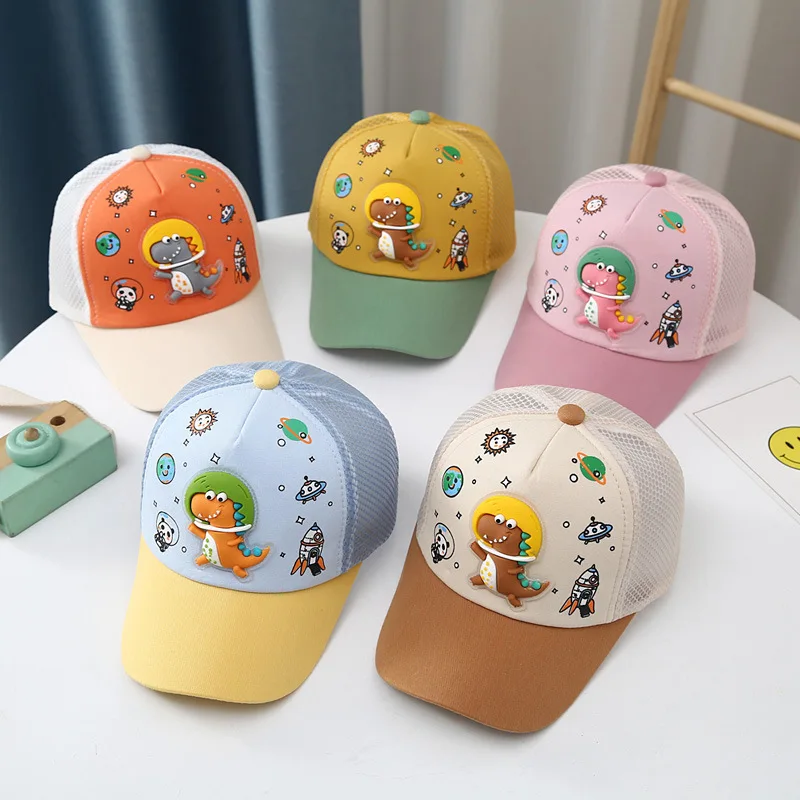 

Summer Breathable Visor Peaked Cap Net Baby Sun Hat Spring Kids Snapback Hats Cute Dinosaur Adjustable Children Baseball Cap