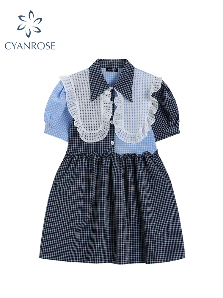 Dress Women Vintage Plaid Patchwork Puff Sleeve Ruffle Edge A Line Vestidos Sexy Chic Summer Ladies Casual Kawaii Mini Dress New
Dress Women Vintage Plaid Patchwork Puff Sleeve Ruffle Edge A Line Vestidos Sexy Chic Summer Ladies Casual Kawaii Mini Dress New
