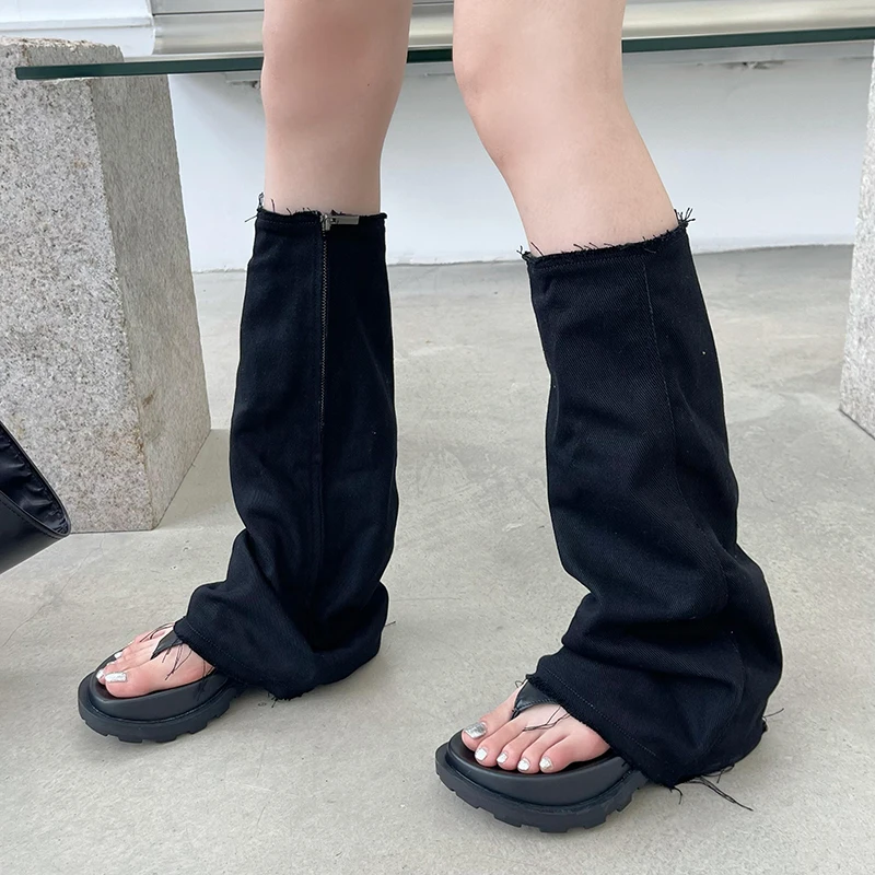 Женские джинсовые босоножки до колена, шлепанцы на платформе, с застежкой-молнией, на плоской подошве, туфли без задника, праздничные туфли-... 
Женские джинсовые босоножки до колена, шлепанцы на платформе, с застежкой-молнией, на плоской подошве, туфли без задника, праздничные туфли-...