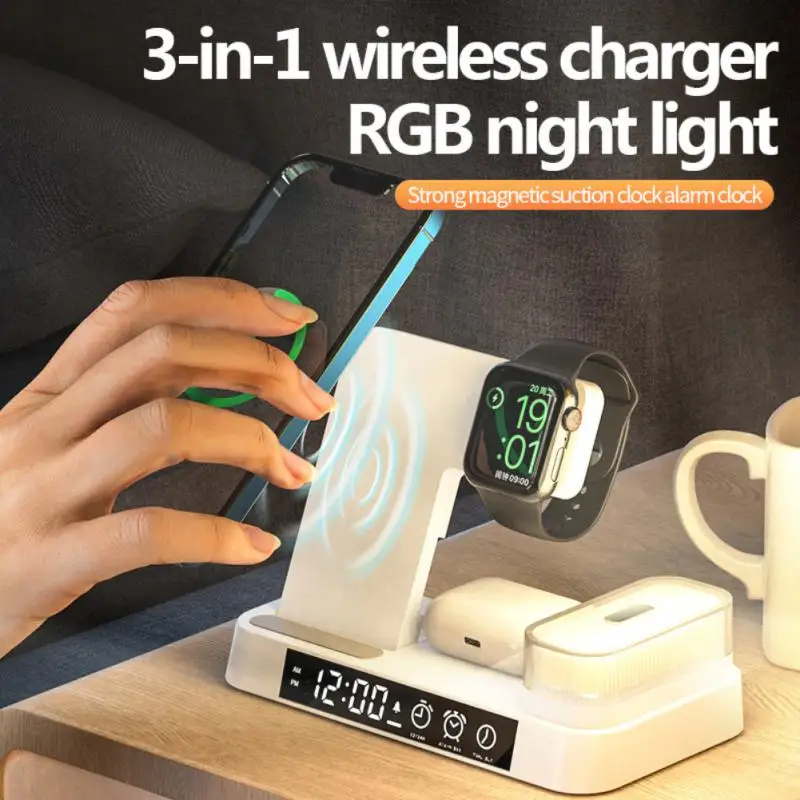 Detachable Rgb Wireless Charger With Clock Charging Dock Station Magnetic Foldable Charging Adapters Phone Accessories 3 In 1
Detachable Rgb Wireless Charger With Clock Charging Dock Station Magnetic Foldable Charging Adapters Phone Accessories 3 In 1