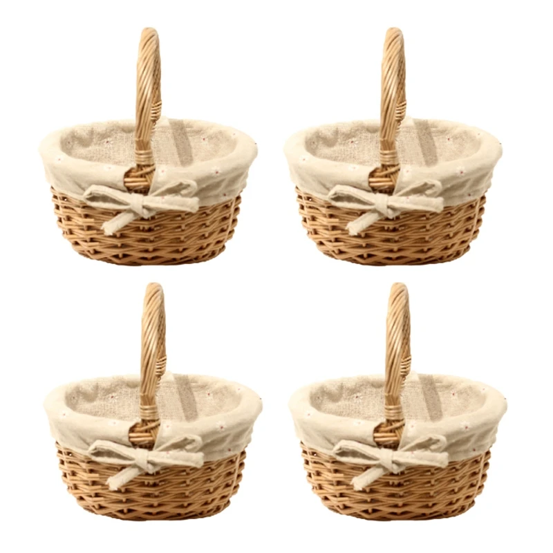 4X Hand-Woven Wicker Basket Simulation Flower Basket Single Handle Small Flower Basket With Hand Gift Basket
4X Hand-Woven Wicker Basket Simulation Flower Basket Single Handle Small Flower Basket With Hand Gift Basket