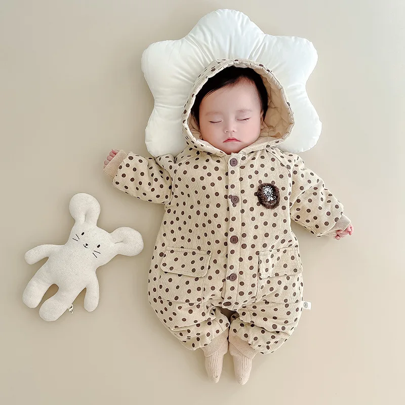 Autumn Winter Baby Clothes Polka Dot Newborn Baby Boy Girl Hooded Romper Toddler Corduroy Warm Jumpsuit Kids Thicken Outwear
Autumn Winter Baby Clothes Polka Dot Newborn Baby Boy Girl Hooded Romper Toddler Corduroy Warm Jumpsuit Kids Thicken Outwear