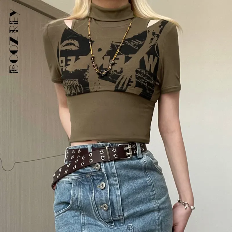 BoozRey 2023 New Y2K Cropped Top Turtleneck Graphic Tee Print Harajuku 90s Bodycon Summer Fashion Women T-shirts Gothic 2 Pieces
BoozRey 2023 New Y2K Cropped Top Turtleneck Graphic Tee Print Harajuku 90s Bodycon Summer Fashion Women T-shirts Gothic 2 Pieces