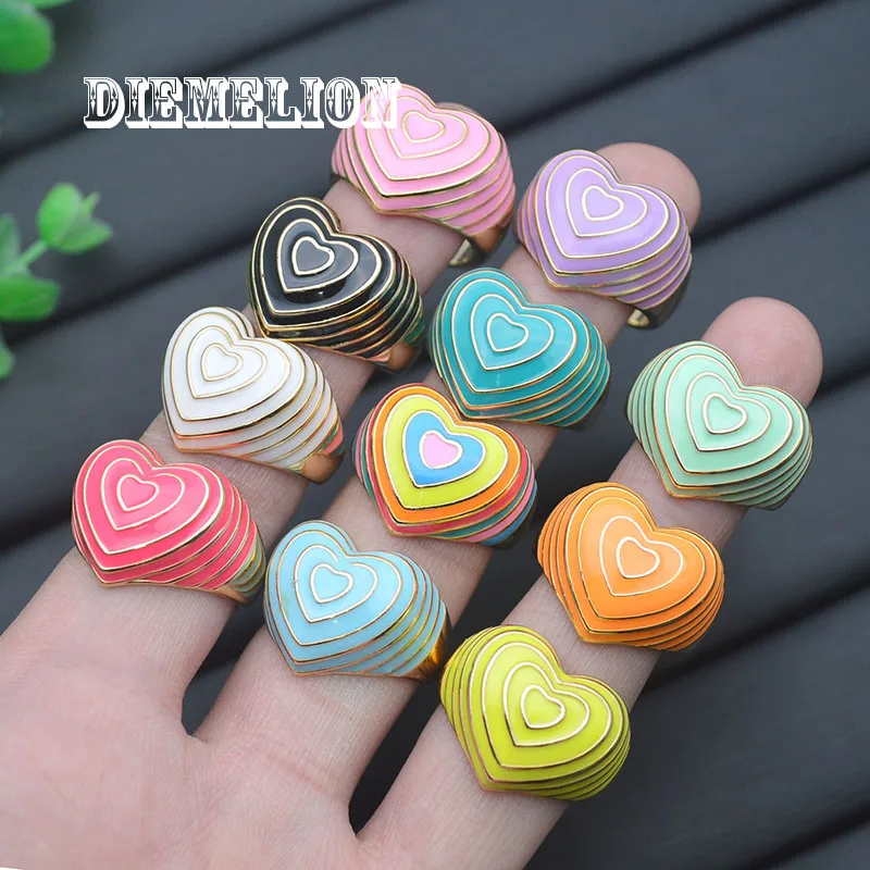 10Pcs/Lot Trendy Colorful Love Heart Enamel Open Cuff Rings For Women Gold Color Copper Finger Rings Boho Couple Jewelry Gifts
10Pcs/Lot Trendy Colorful Love Heart Enamel Open Cuff Rings For Women Gold Color Copper Finger Rings Boho Couple Jewelry Gifts
