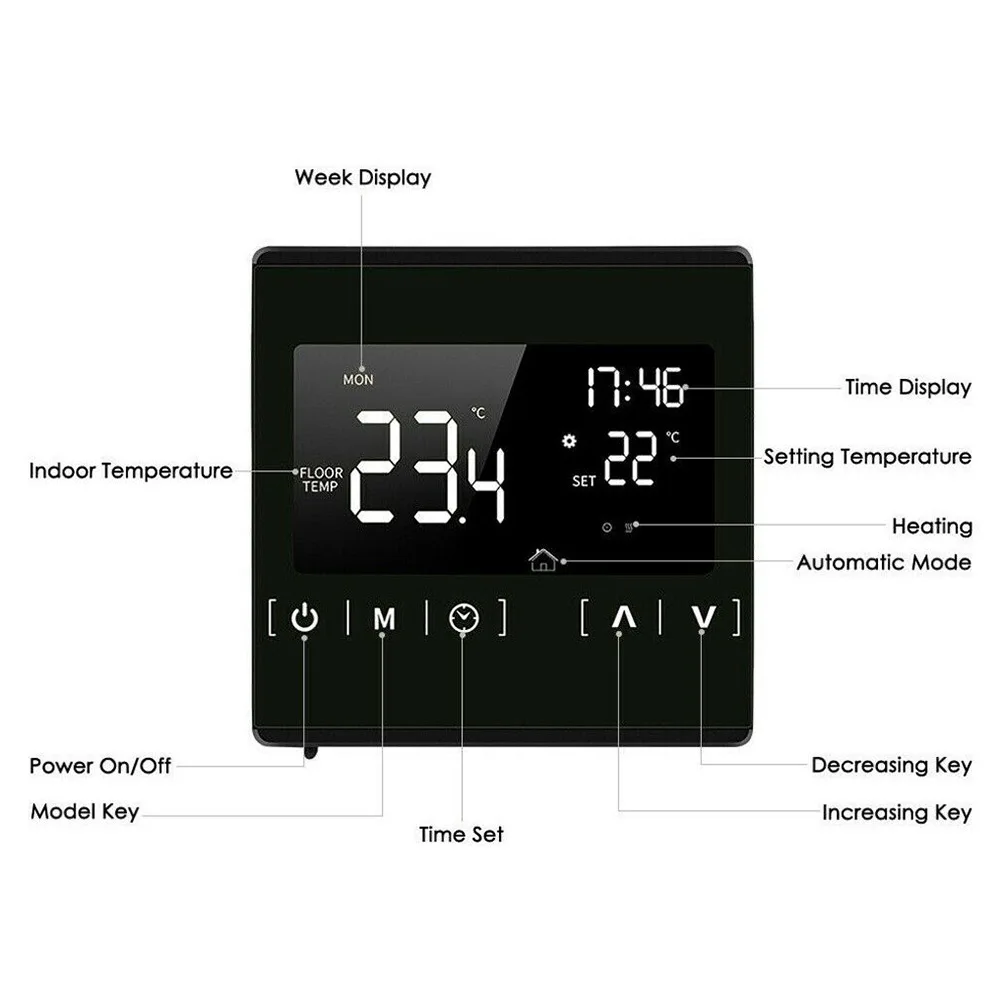 External Sensor Thermostat Anti Freeze Digital For Heating Cable Home LCD Programmable Touch Display Brand New
External Sensor Thermostat Anti Freeze Digital For Heating Cable Home LCD Programmable Touch Display Brand New