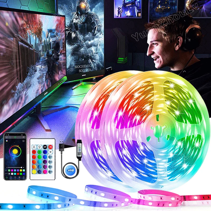 LED Light Strip Smart Bluetooth Light Lamp Flexible 5050SMD LED Light Strip Tape Wall Bedroom Decor TV BackLight DIY APP Control
LED Light Strip Smart Bluetooth Light Lamp Flexible 5050SMD LED Light Strip Tape Wall Bedroom Decor TV BackLight DIY APP Control