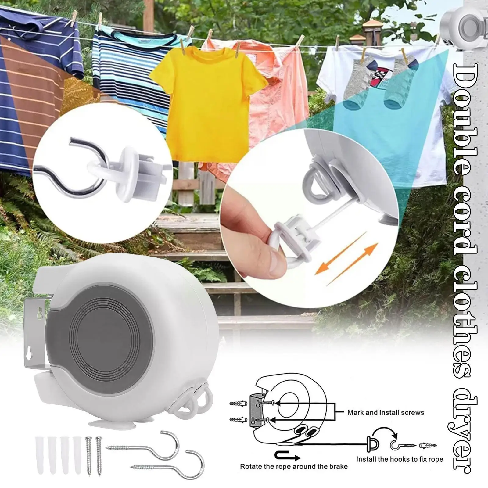 30M Retractable Rope Clothesline Indoor Outdoor Wall Drying Saving Washing Rack Mount Space Clothes Line Organizer Clothes O7I0
30M Retractable Rope Clothesline Indoor Outdoor Wall Drying Saving Washing Rack Mount Space Clothes Line Organizer Clothes O7I0