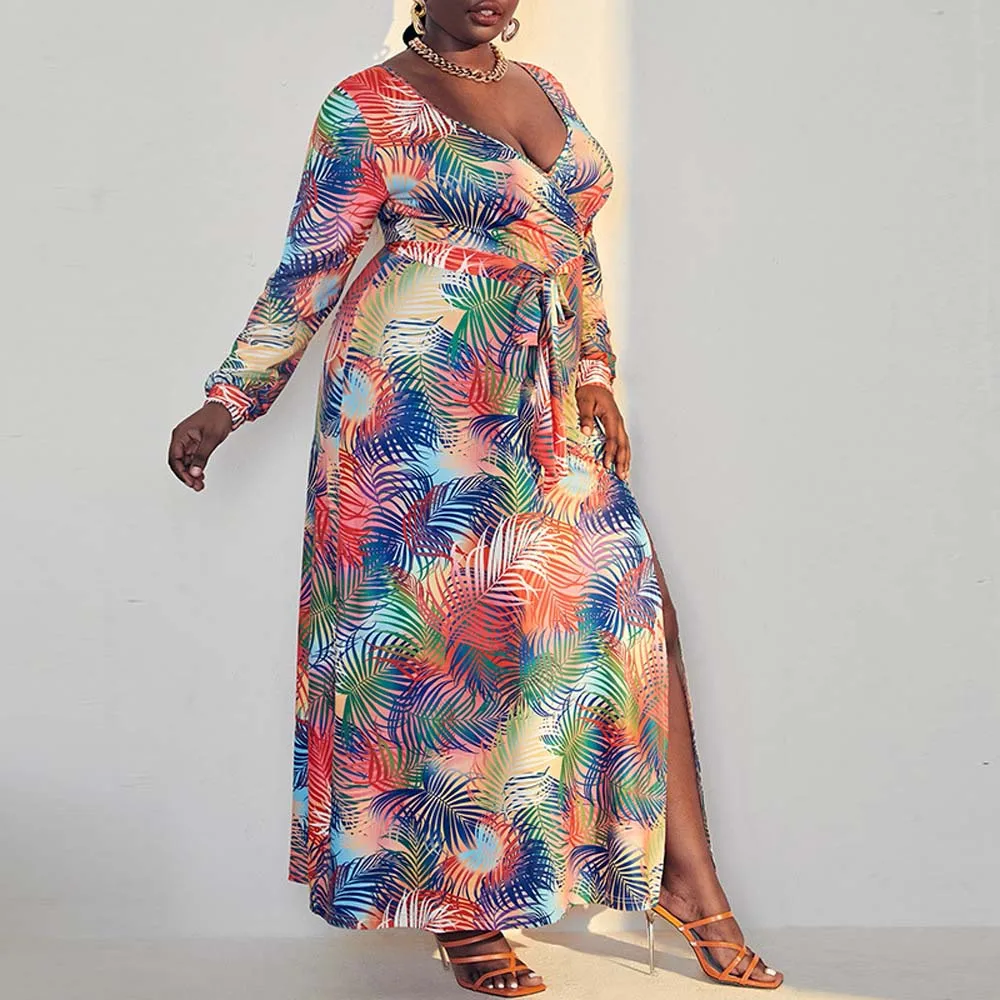 Plus Size Curve Printed Dress for Women Summer Plunging Neck Belt Daily Casual Beach Dress Lady A-line Long Maxi Dress Big Loose
Plus Size Curve Printed Dress for Women Summer Plunging Neck Belt Daily Casual Beach Dress Lady A-line Long Maxi Dress Big Loose