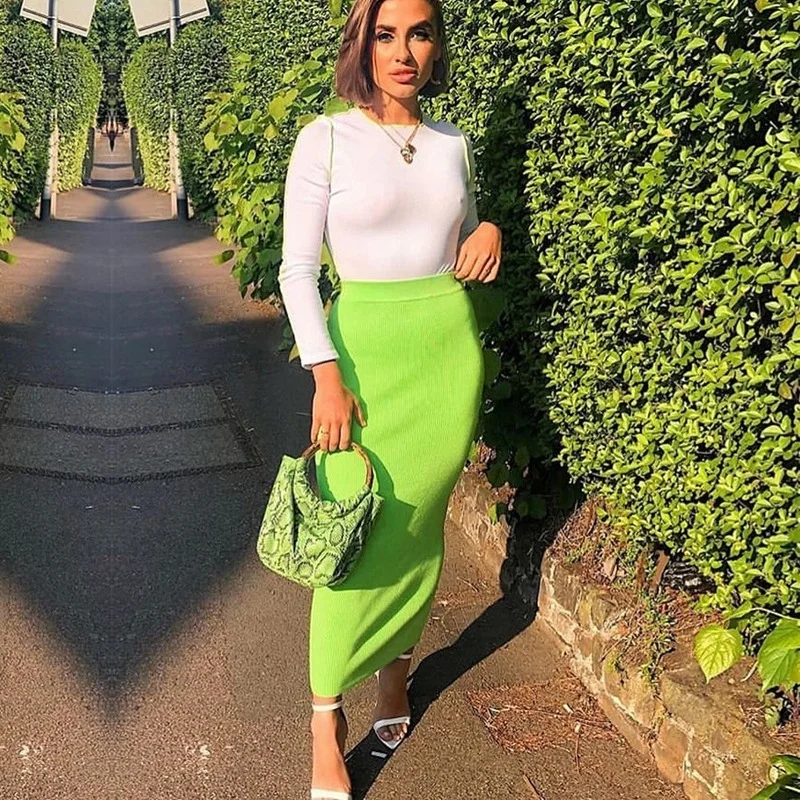 Knitted Midi Skirt Women 2021 Female Elegant Office Workwear Pencil Skirts New Autumn Winter High Waist Bodycon Neon Pink Skirt
Knitted Midi Skirt Women 2021 Female Elegant Office Workwear Pencil Skirts New Autumn Winter High Waist Bodycon Neon Pink Skirt